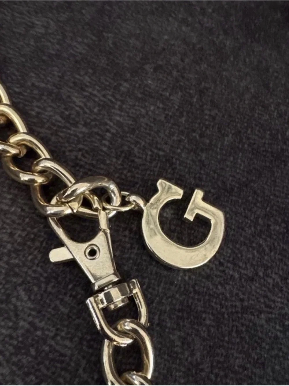 Guess Gold-Tone Linked Circle Chain Belt with Crystal Accents